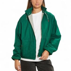 POLO RALPH LAUREN Harington 90's Vintage‎ Kelly Green Red Pony Lined Jacket SZ M